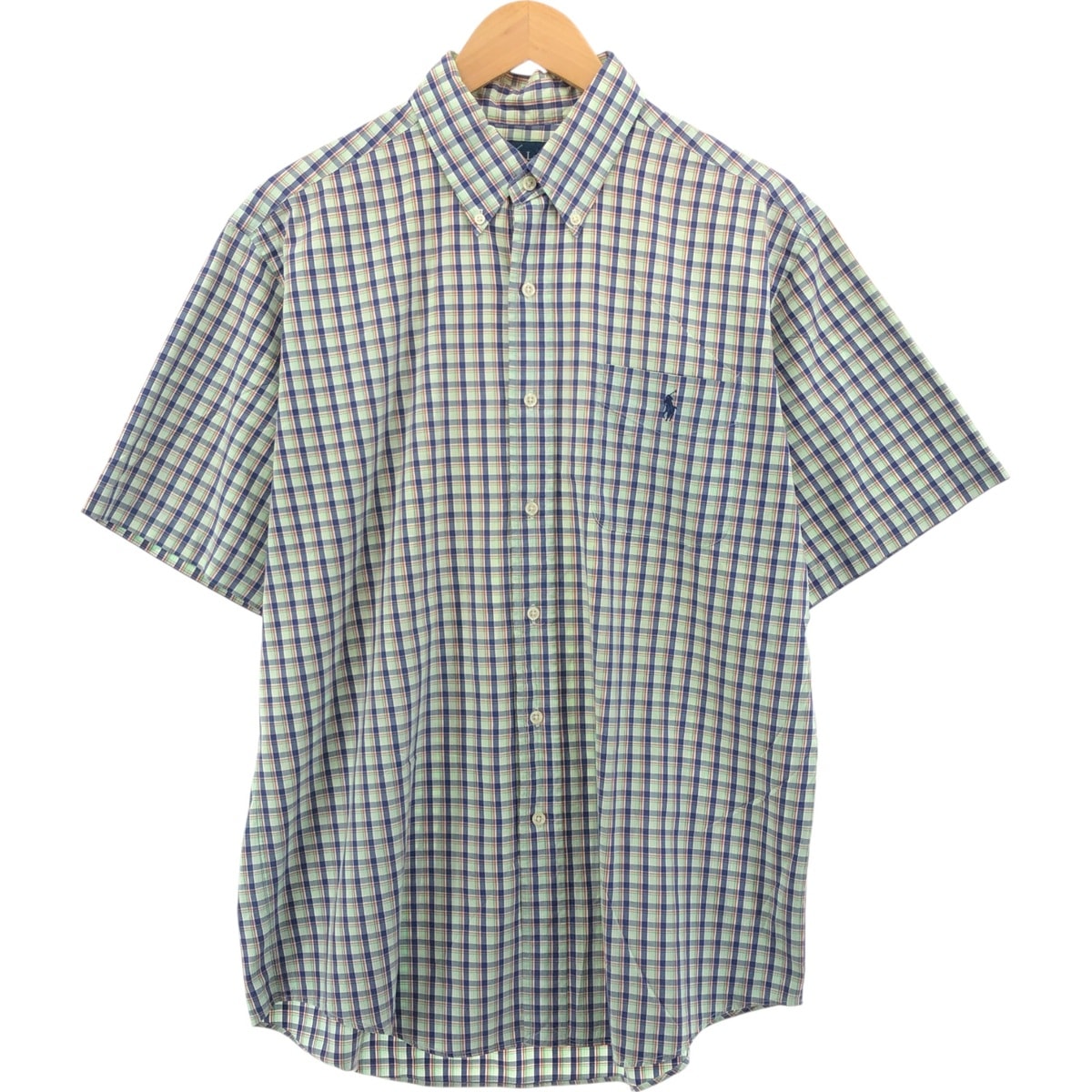 古着 ラルフローレン Ralph Lauren CUSTOM FIT 半袖 ボタンダウン チェックシャツ メンズL相当/eaa555163