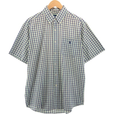 古着 ラルフローレン Ralph Lauren CUSTOM FIT 半袖 ボタンダウン チェックシャツ メンズL相当/eaa555163