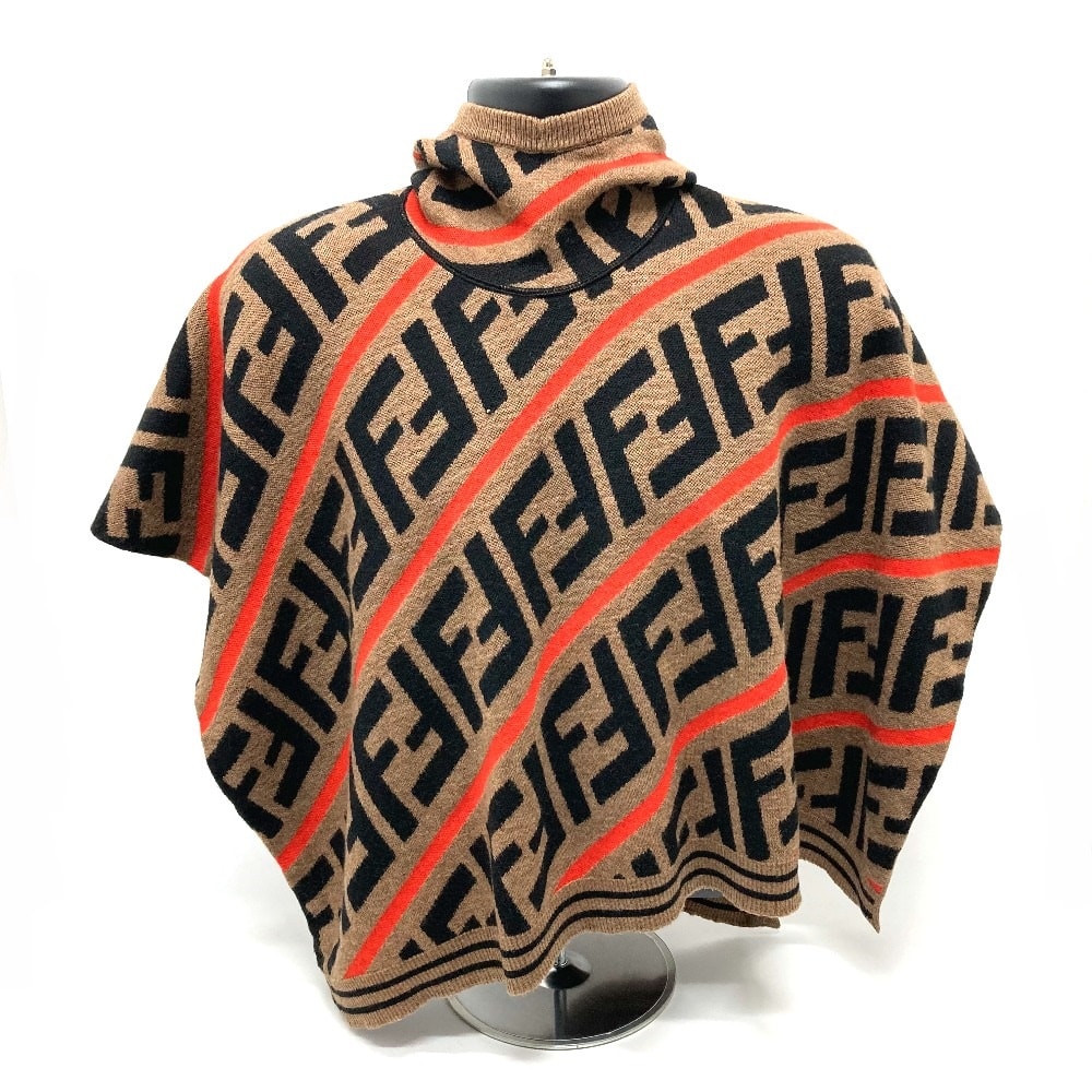 フェンディ FENDI フード付 JFQ039 ズッカ FF柄 アウター ポンチョ コットン ブラウン