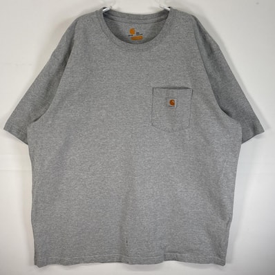 古着 カーハート Carhartt 半袖Tシャツ ワンポイント ロゴ 大きいサイズ 肉厚 2XL グレー 無地 メンズ