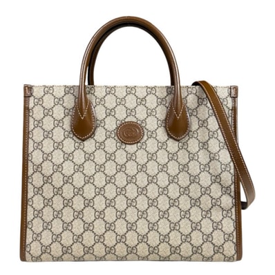 グッチ GGスモールトートバッグ GGスプリーム ショルダーバッグ GGスプリームキャンバス 659983 ブラウン レディース GUCCI 中古