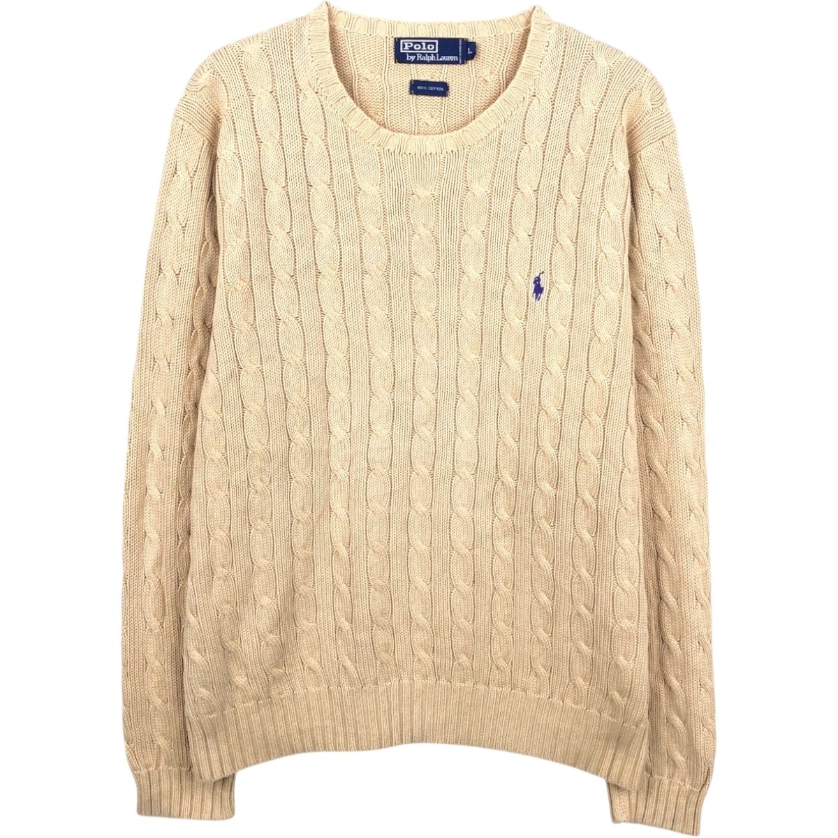 古着 ラルフローレン Ralph Lauren POLO by Ralph Lauren ケーブル編み コットンニットセーター メンズL相当/eaa654476