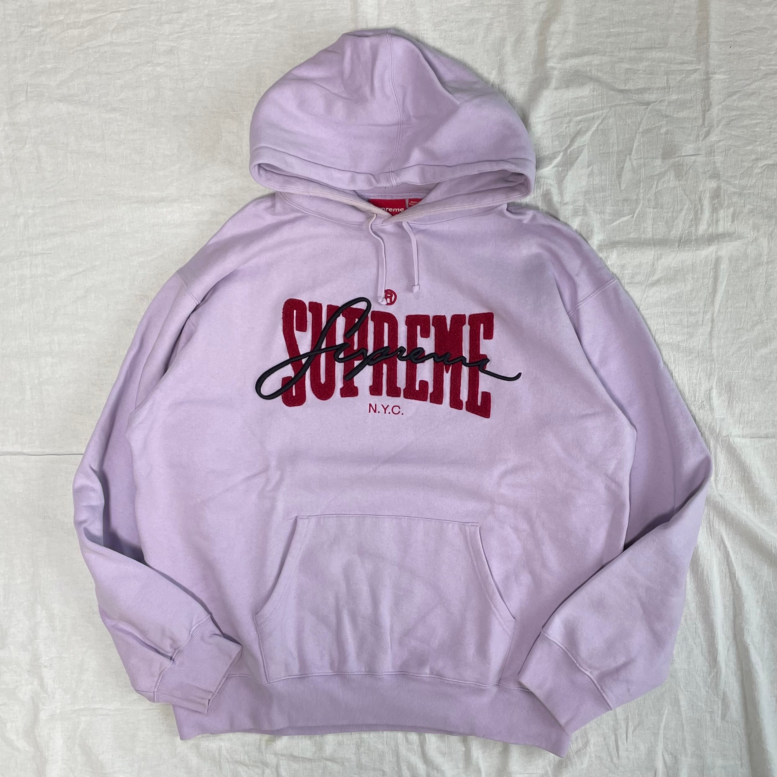 Supreme Embroidered Chenille Hooded Sweatshirt "Pale Purple"