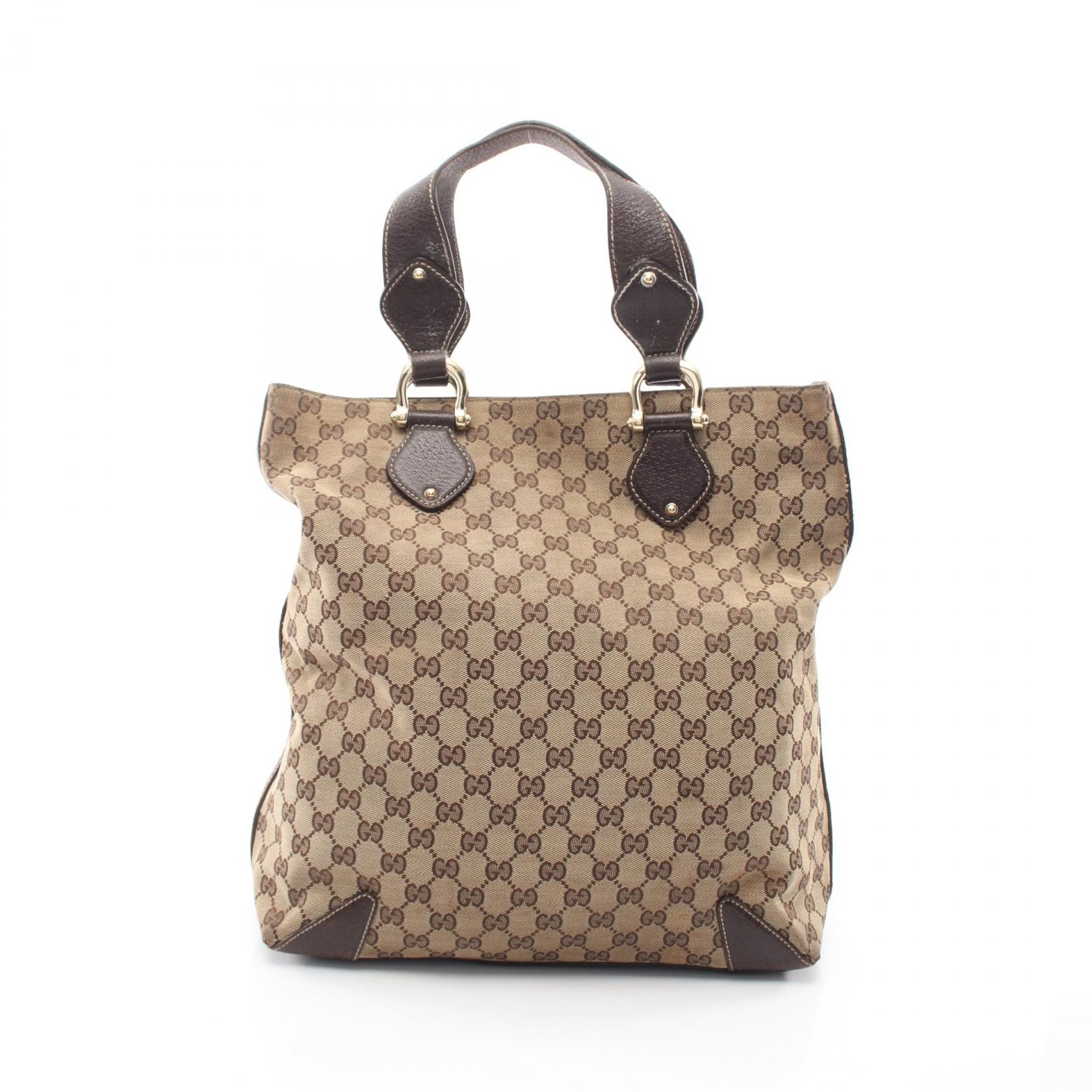 グッチ GUCCI GGキャンバス トートバッグ バッグ キャンバス レザー レディース ベージュ系 / ブラウン系 154372 【中古】