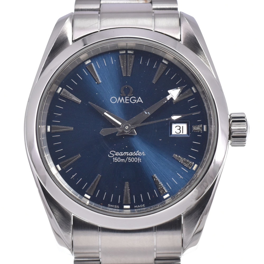 オメガ OMEGA 2518.8 シーマスター アクアテラ デイト 150m ブルー クォーツ メンズ 良品 腕時計 O#148769