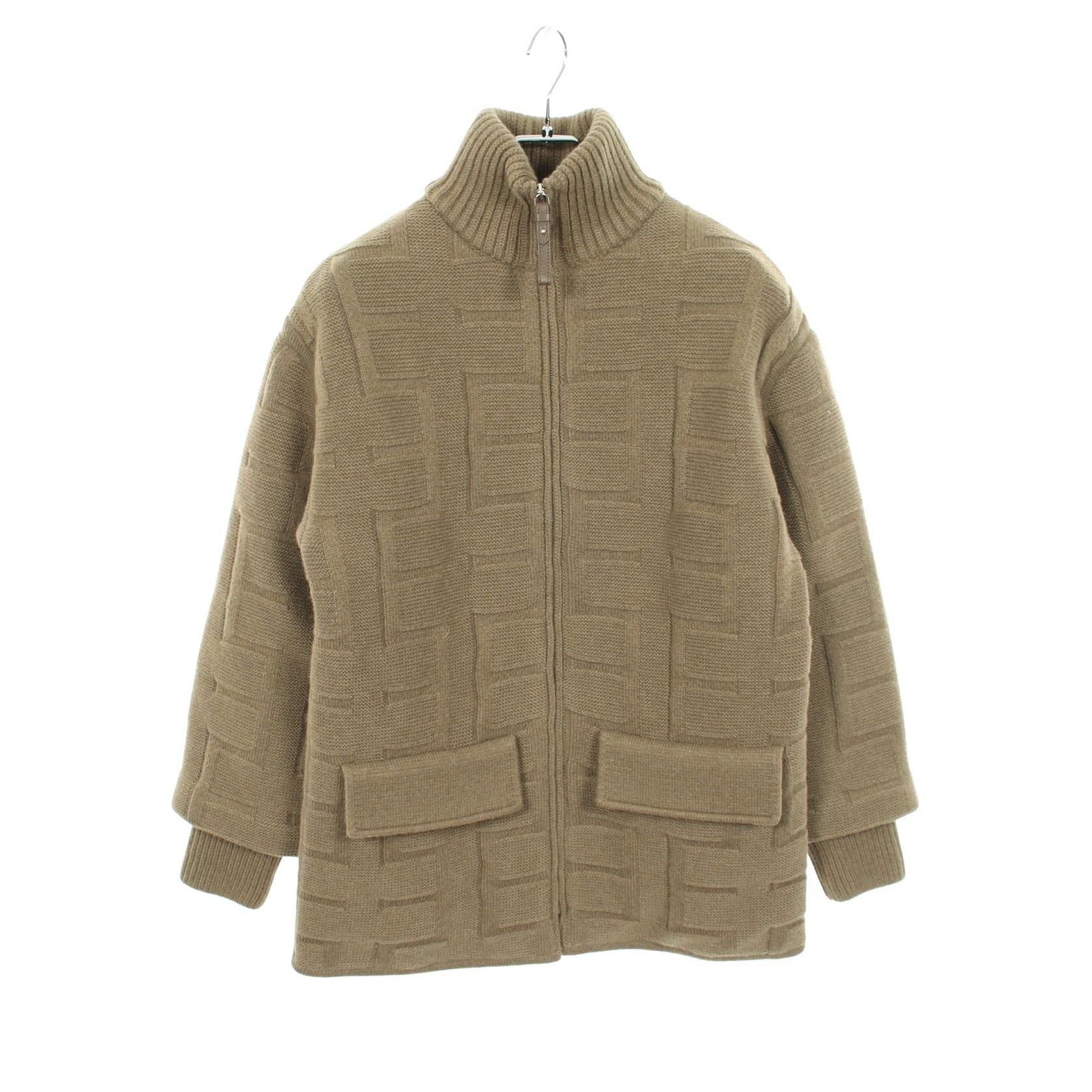 エルメス HERMES H柄 ニットジャケット ダウンジャケット 衣料品 アウター ウール レディース カーキ系 2H2102DA 【中古】