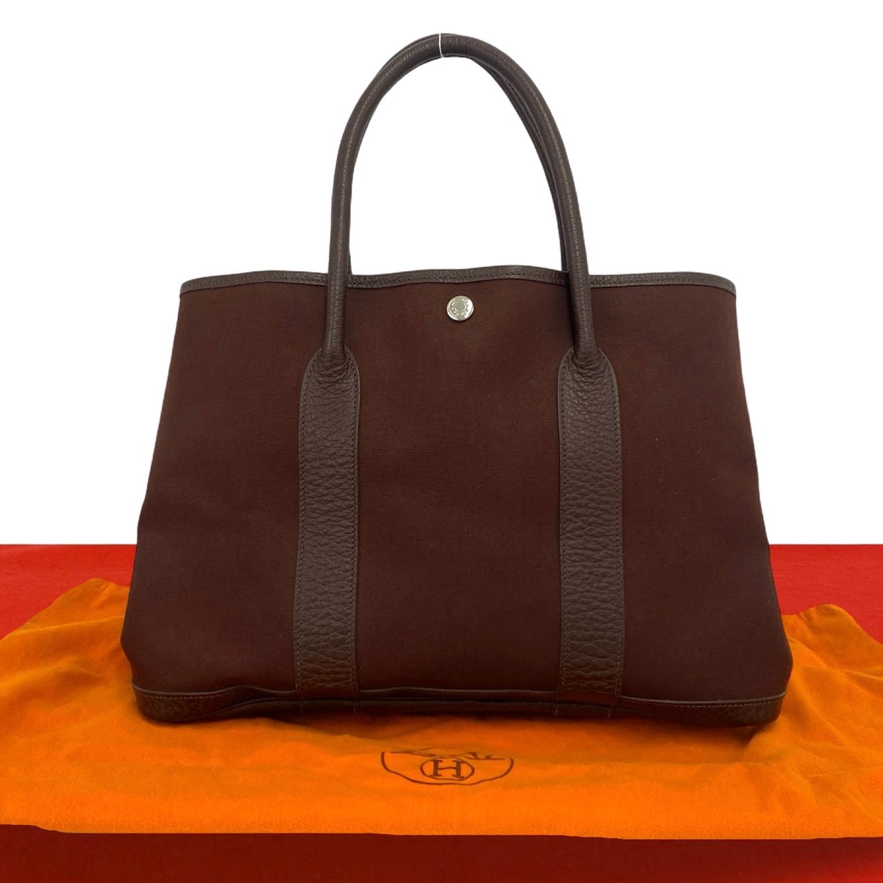 HERMES エルメス ガーデンパーティ PM トワルオフィシエ ネゴンダ トートバッグ ルージュアッシュ ハバナ ブラウン
 37014