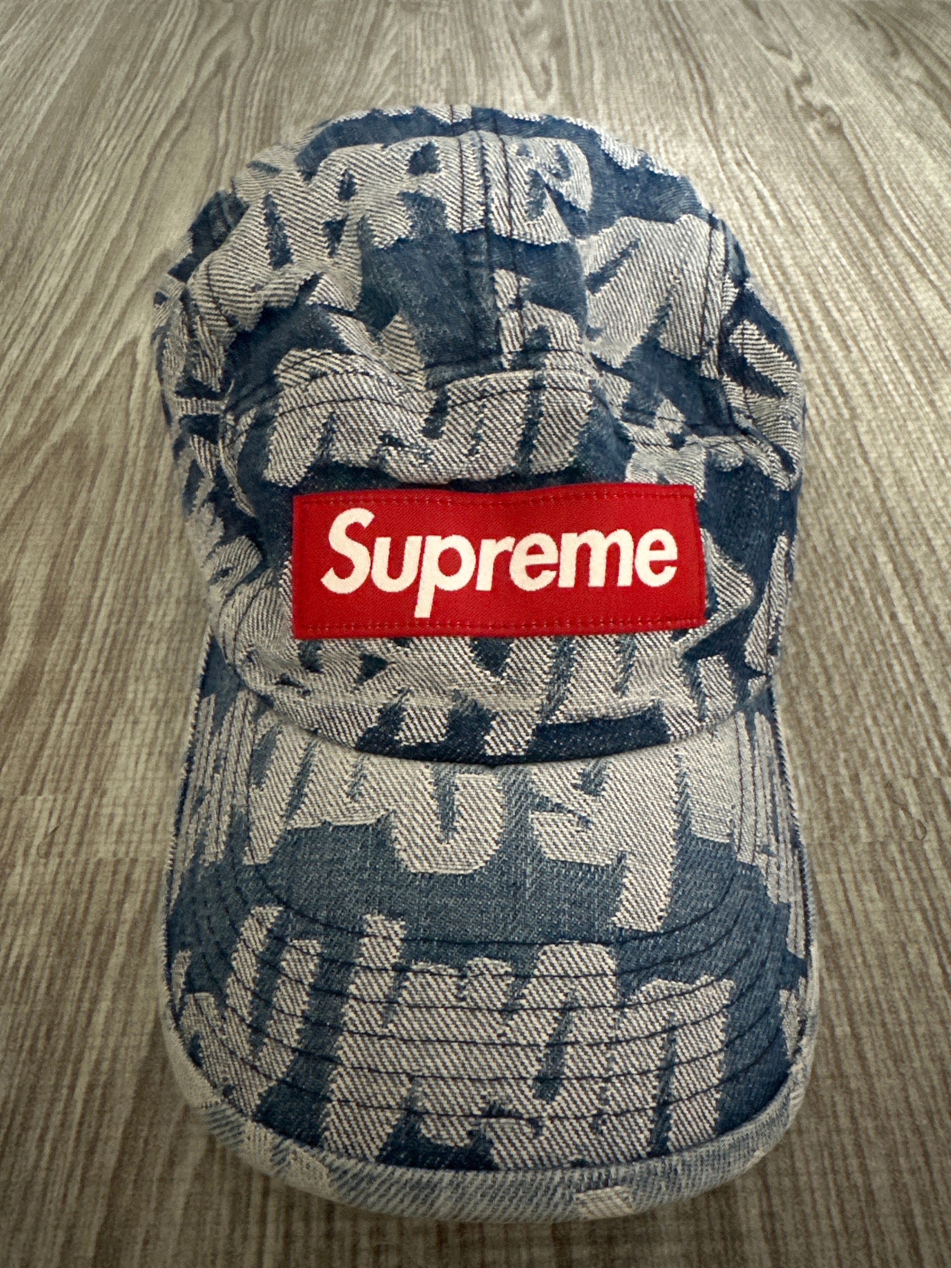 Supreme Fat Tip Jacquard Denim Camp Cap "Blue"