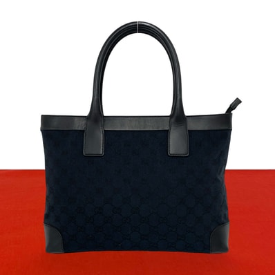 GUCCI グッチ GG 柄 ロゴ キャンバス レザー トートバッグ ネイビー
49533