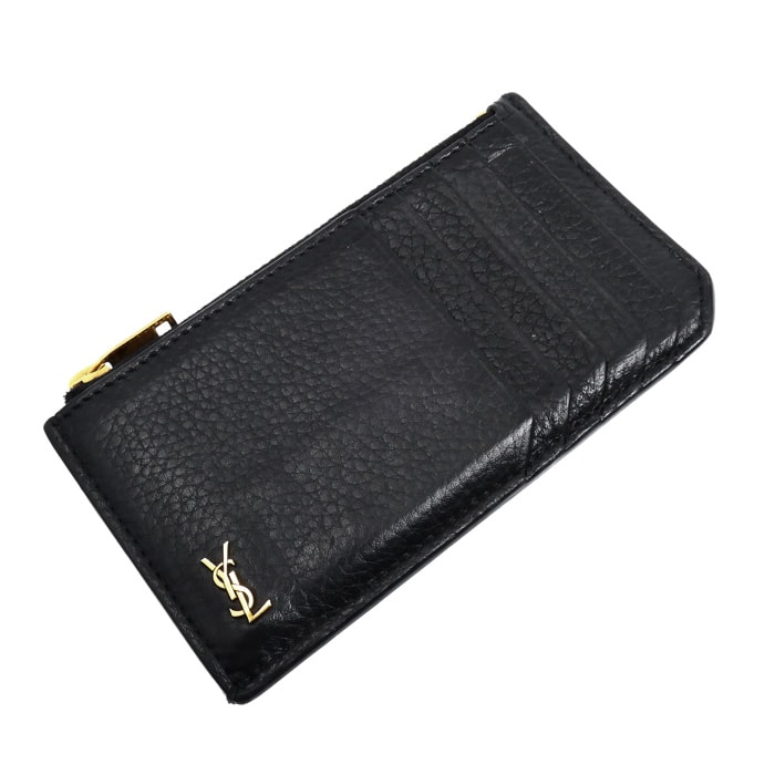 SAINT LAURENT サンローラン タイニー カサンドラ フラグメント ジップカードケース コインケース ブラック 847962 ユニセックス【中古】