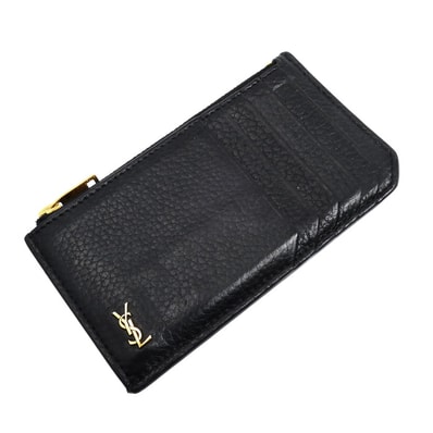 SAINT LAURENT サンローラン タイニー カサンドラ フラグメント ジップカードケース コインケース ブラック 847962 ユニセックス【中古】