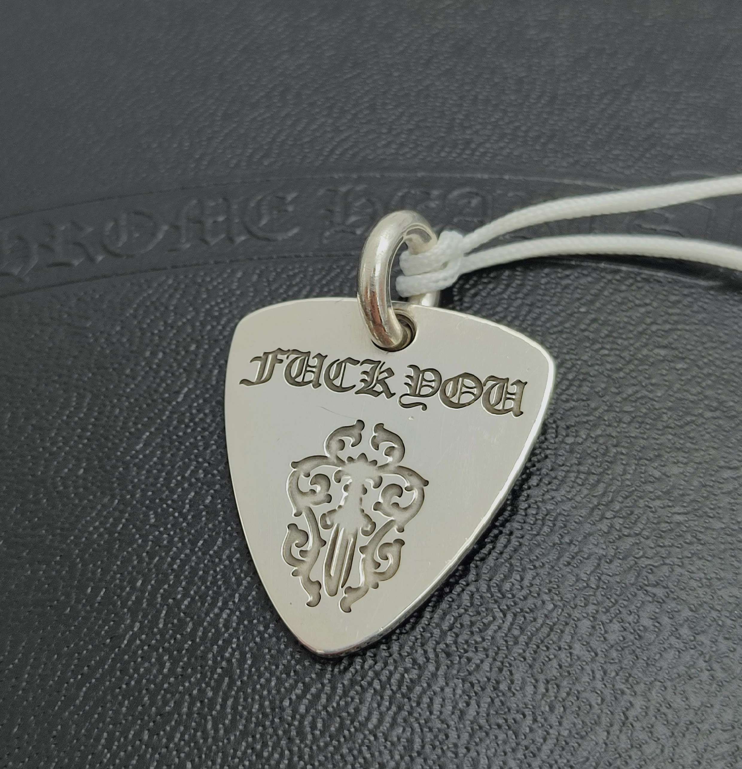 Chrome Hearts Guitar Pick Charm Fuck You Dagger "Silver"