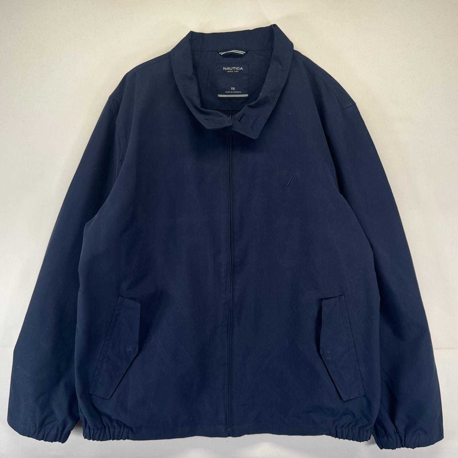 古着 ノーティカ NAUTICA ジャケット フルジップ スウィングトップ ブルゾン チェスト 裏地ナッシュ 2XL  ネイビー系 メンズ