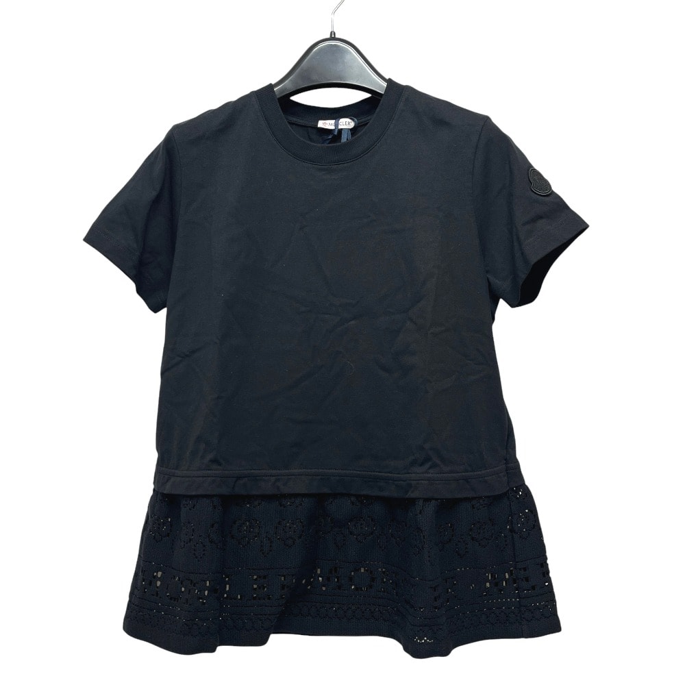 モンクレール MONCLER 刺繍ヘムライン K10938C00028 89ADC 25SS アパレル 半袖Tシャツ コットン ブラック 新品同様