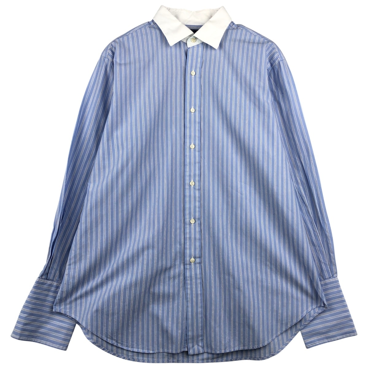 古着 ラルフローレン Ralph Lauren POLO by Ralph Lauren PHILIP ワイドカラー ストライプ柄 クレリックシャツ カフスシャツ メンズL相当/eaa458789