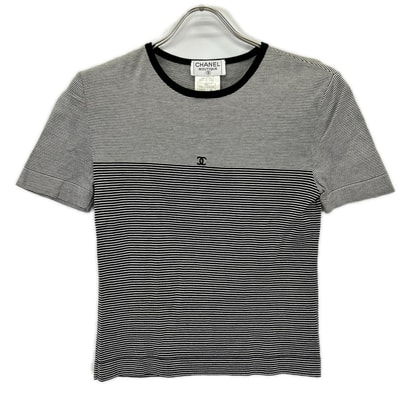シャネル 97C P08622V00338 ココマーク ボーダー 半袖Tシャツ 38