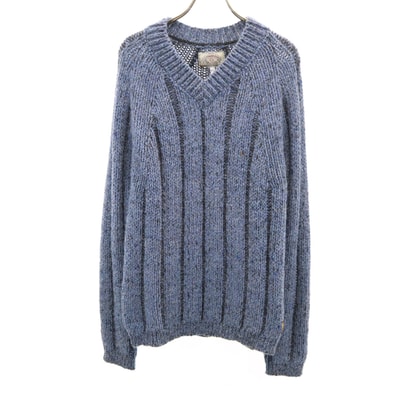 ARMANI JEANS アルマーニジーンズ 90s ウールブレンド オールド 長袖 Vネック ニット S ブルー系 セーター