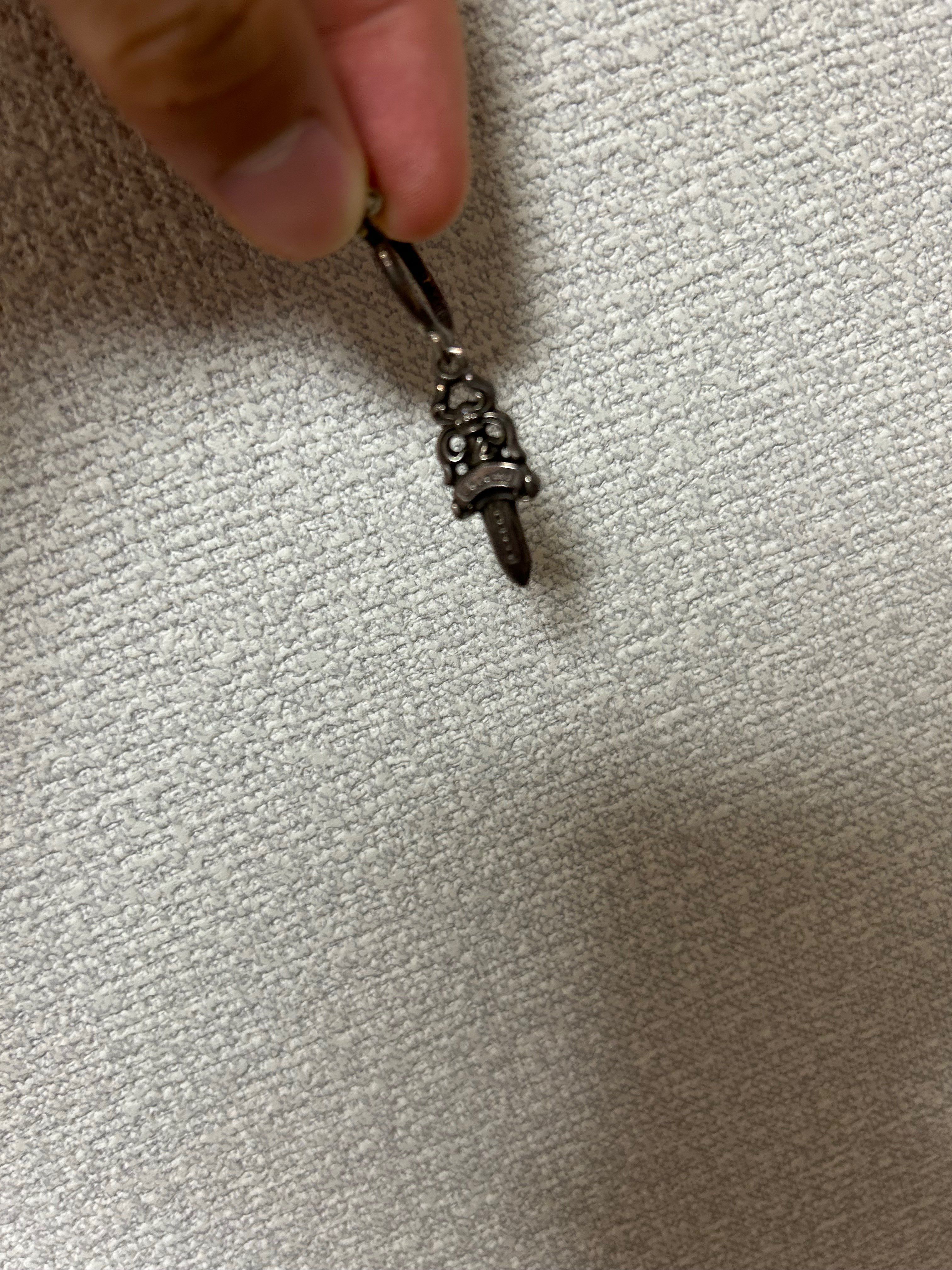 Chrome Hearts # 5 Dagger Charm On Hoop Earrings "Silver"