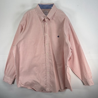 古着 ブルックスブラザーズ Brooks Brothers 長袖シャツ ロゴ 刺繍 ボタンダウン 346 XL オレンジ系 ストライプ メンズ