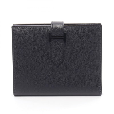 エルメス HERMES ベアンコンパクト 二つ折り財布 財布 レザー ヴォーマダム K刻印(2025年製造) レディース ブラック系 【中古】