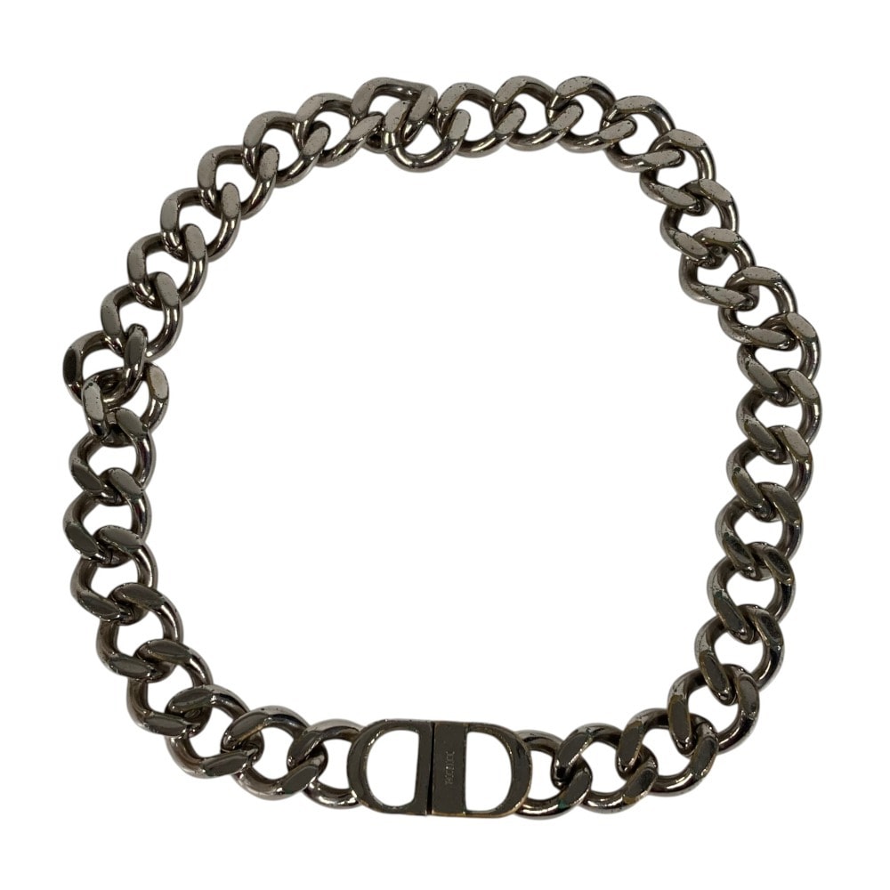 ディオール Dior CDロゴ アイコン アクセサリー ネックレス メタル シルバー