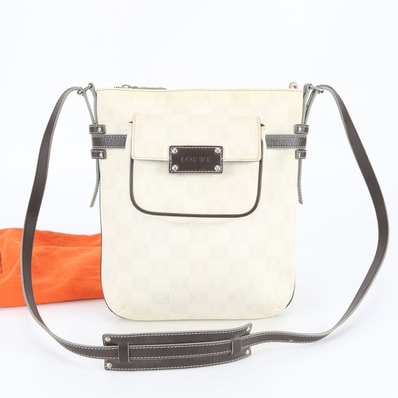 ロエベ アナグラムショルダーバッグ レザー×コーティングキャンバス