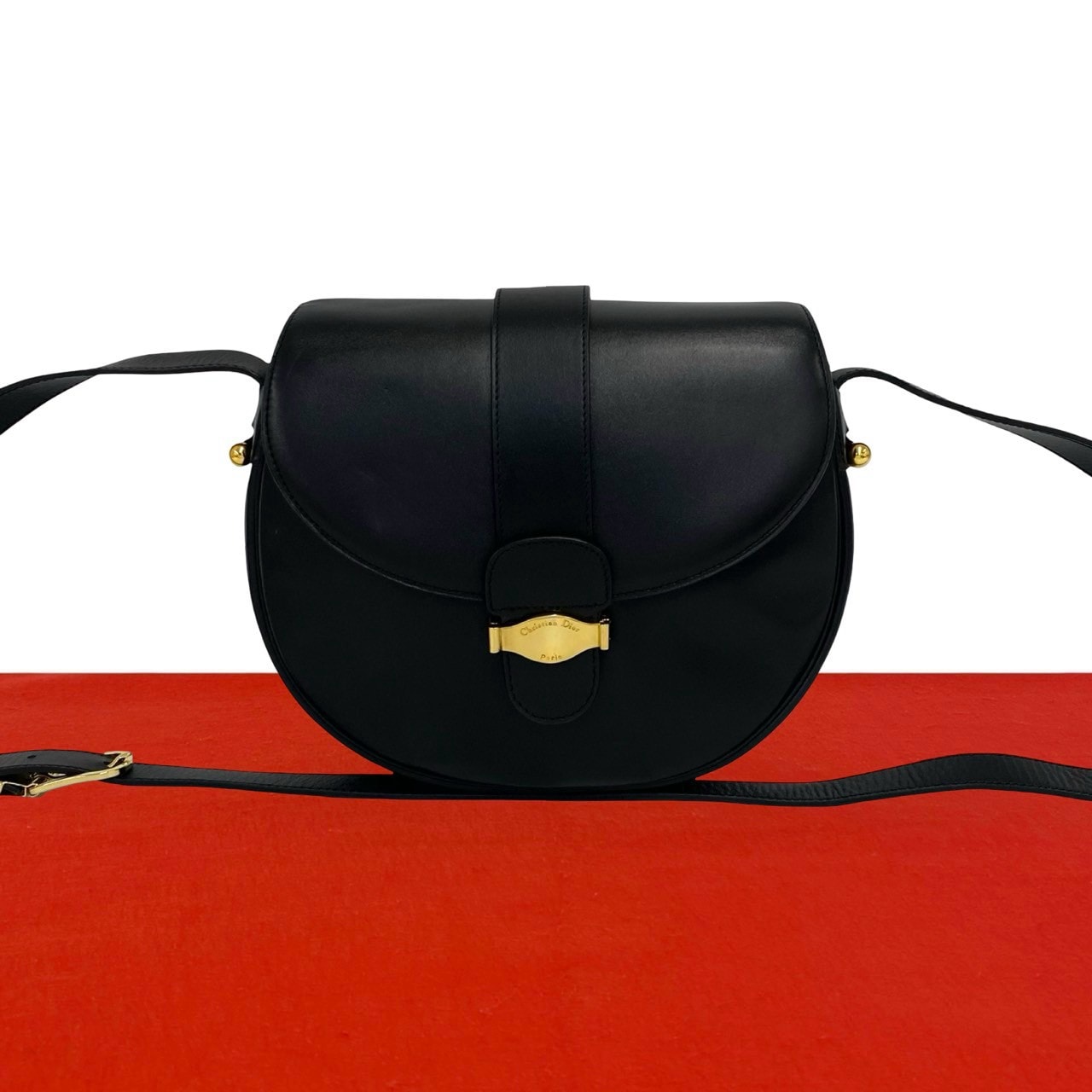 Christian Dior ディオール ロゴ 金具 レザー ショルダーバッグ ブラック
23792