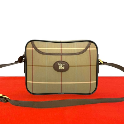 BURBERRY バーバリー ロゴ シャドーホース ノバチェック キャンバス レザー ショルダーバッグ カーキ
22668