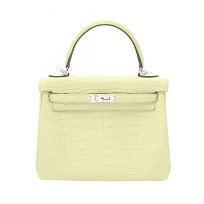 エルメス HERMES ケリー25 ジョーヌブルジョン 内縫い 2WAY ハンドバッグ バッグ アリゲーターマット アリゲーターマット B刻印(2023年製造) レディース グリーン系 【中古】