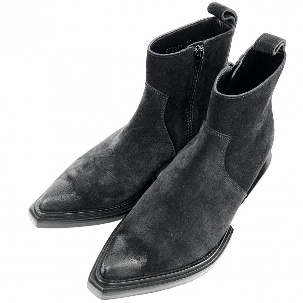 BALENCIAGA バレンシアガ ブーツ ショートブーツ 靴 35サイズ 約23cm シューズ ファッションアイテム 579629 スウェード  レザー   ブラック 黒 ブラック金具 レディース【中古品】