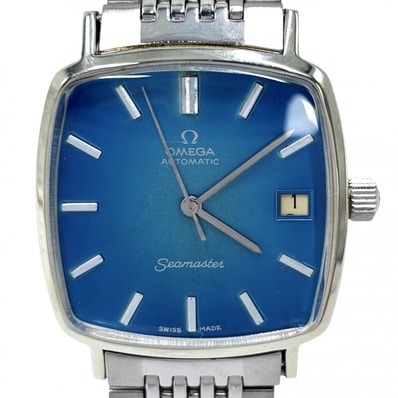 OMEGA オメガ 腕時計 シーマスター スクエア デイト AT ブルー文字盤 SS ヴィンテージ Cal.1010 162.006 自動巻き ステンレススチール シルバー メンズ【中古品】