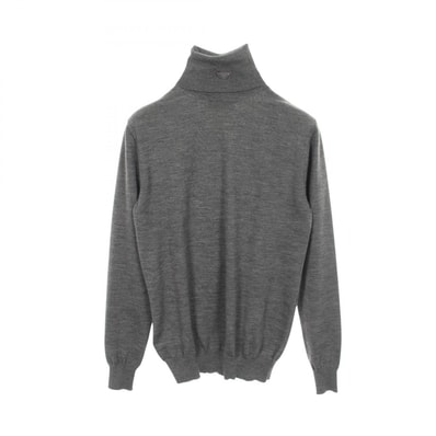 プラダ PRADA トライアングルロゴ タートルネック ニット 衣料品 トップス ウール レディース グレー系 P26439 【中古】
