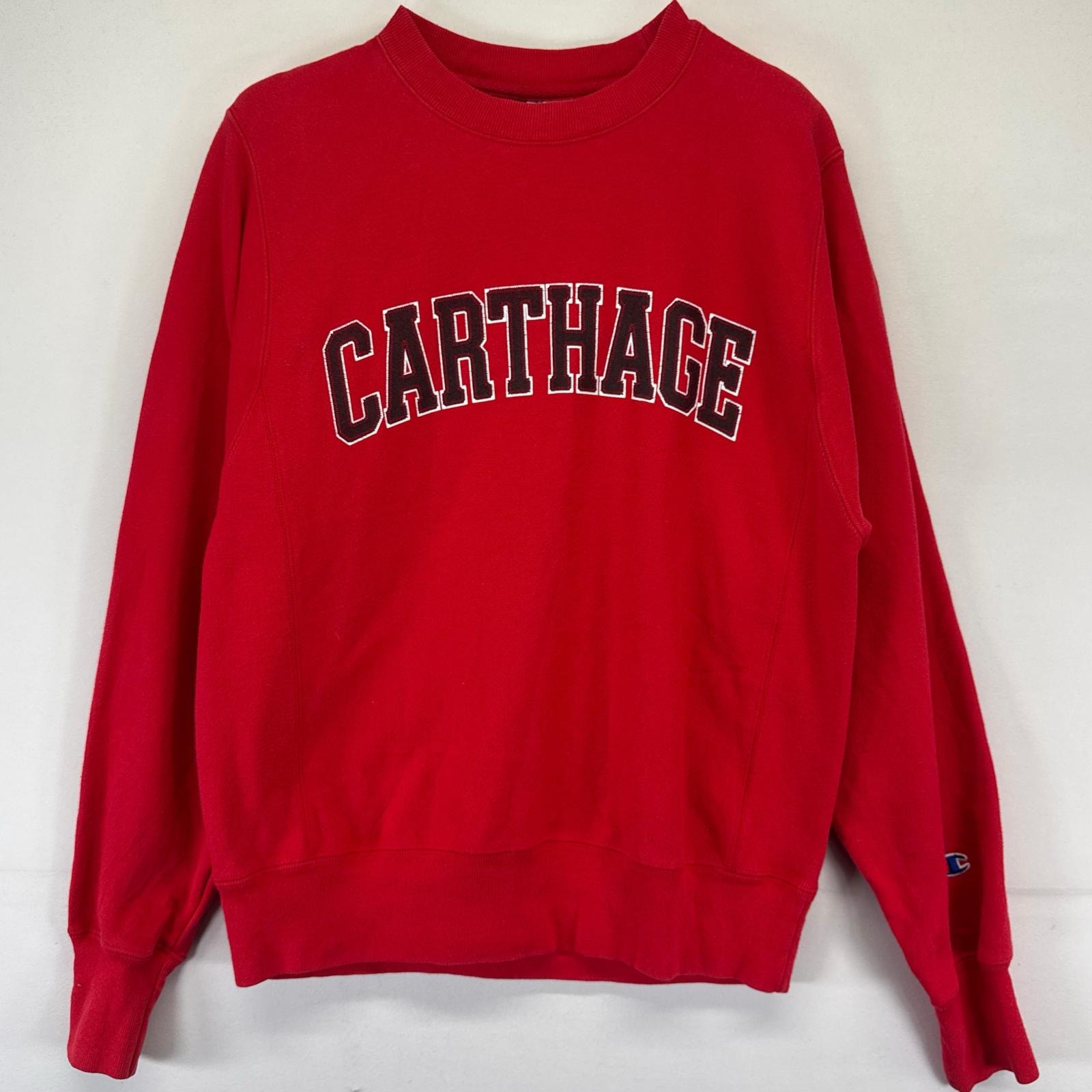 古着 チャンピオン Champion スウェット リバースウィーブ カレッジ クルーネック トレーナー S  レッド系 メンズ