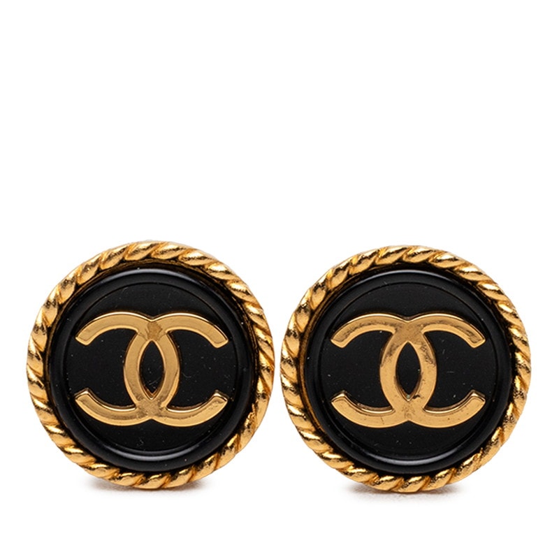 シャネル ヴィンテージ ココマーク イヤリング ゴールド ブラック メッキ レディース CHANEL 【中古】