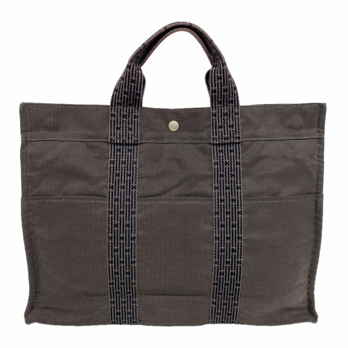 【6fd4818-k】エルメス トートバッグ エールラインMM キャンバス グレー シルバー金具【中古】メンズ レディース ユニセックス