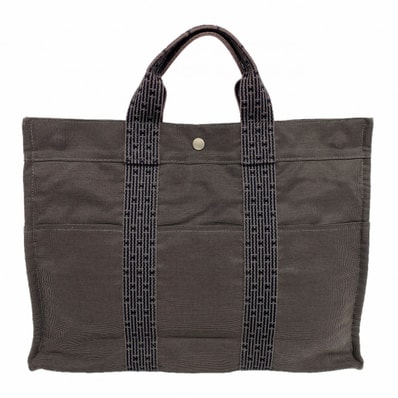 【6fd4818-k】エルメス トートバッグ エールラインMM キャンバス グレー シルバー金具【中古】メンズ レディース ユニセックス
