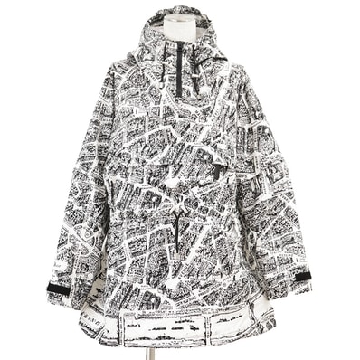 Christian Dior クリスチャンディオール ブルゾン サイズ M レディース ハーフジップ 総柄 ポリエステル100% 半袖 長袖 2WAY アウター モノトーン ホワイト ブラック 黒 白 イタリア製