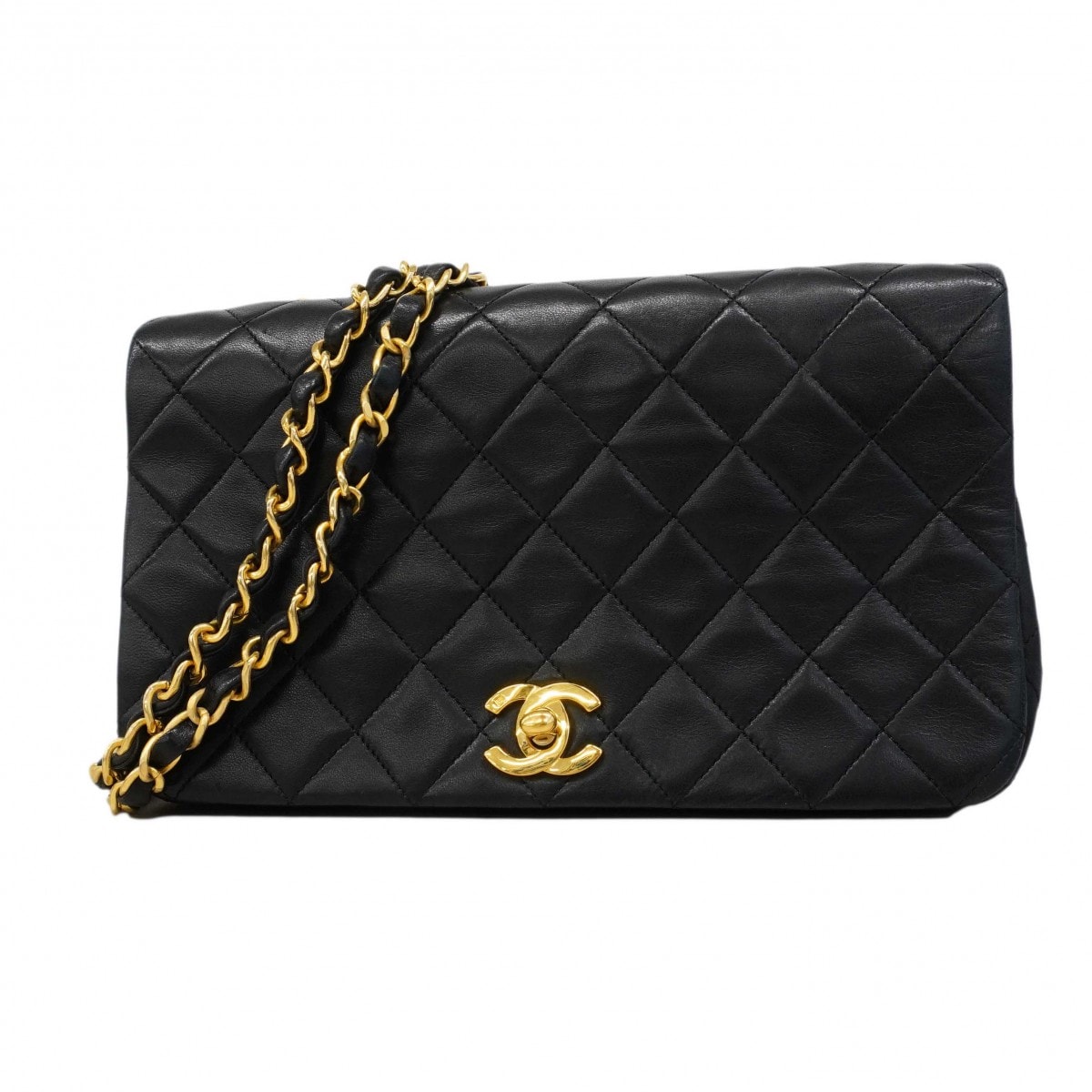 【6dc3607】シャネル ショルダーバッグ マトラッセ チェーンショルダー ラムスキン ブラック ゴールド金具【中古】レディース