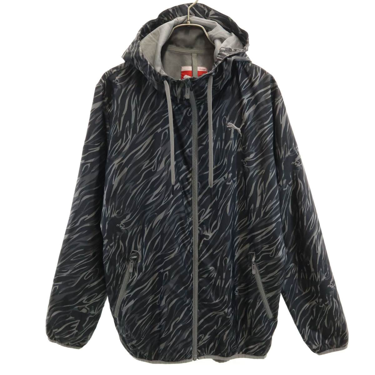PUMA プーマ 総柄 ウインドブレーカー S グレー 裏メッシュ