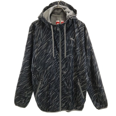 PUMA プーマ 総柄 ウインドブレーカー S グレー 裏メッシュ