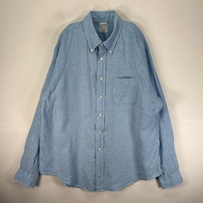 古着 ブルックスブラザーズ Brooks Brothers 長袖シャツ ボタンダウン 1818 胸ポケット XL 水色系 無地 メンズ