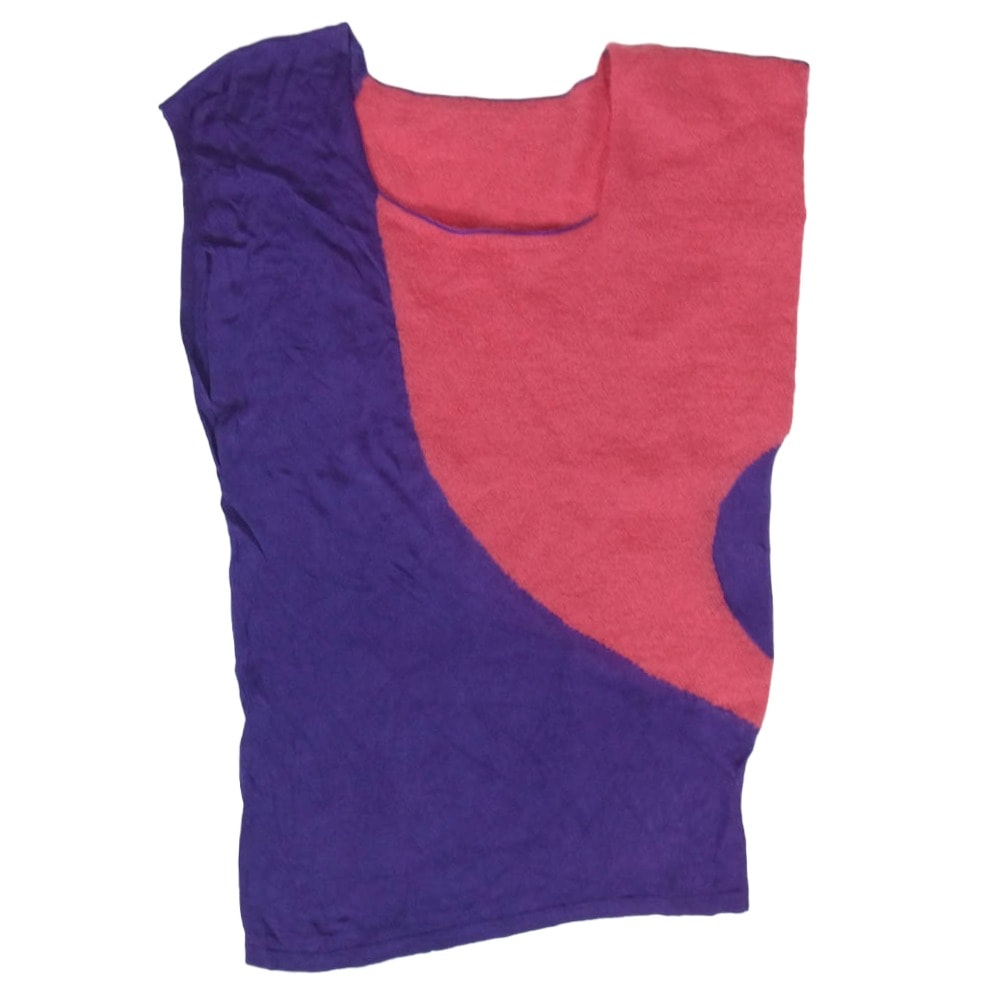 ISSEY MIYAKE イッセイミヤケ IM03KN511 モヘヤ ニット レーヨン 切替 ノースリーブ ピンク紫 2【中古】