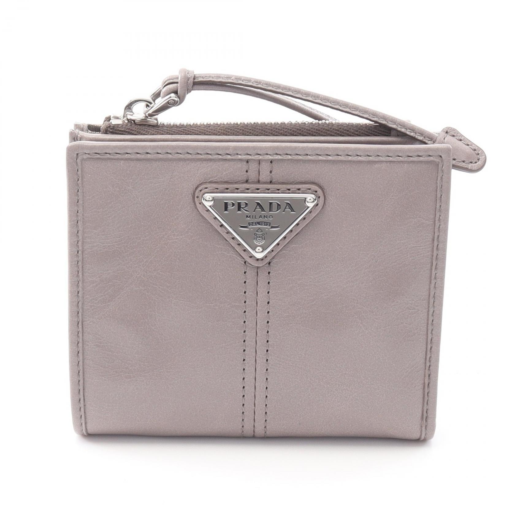 プラダ PRADA SOFT LUX 二つ折り財布 財布 レザー メンズ レディース グレー系 2ML0492CX7F0116 【新品】