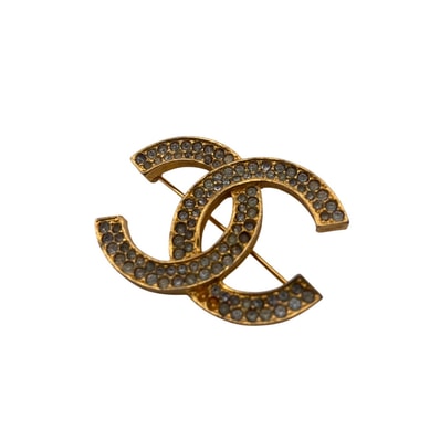 シャネル CHANEL ブローチ ココマーク ラインストーン ゴールド