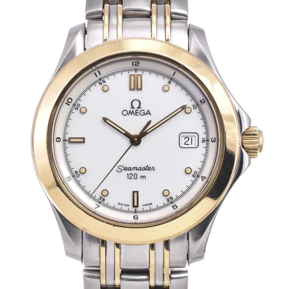オメガ OMEGA 2311.20 シーマスター120M デイト ホワイト クォーツ メンズ 良品 腕時計 E#149627