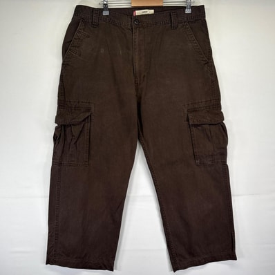 古着 リーバイス Levi's カーゴパンツ ジーパン ストレート 大きいサイズ ワンポイントロゴ w38 L34 ブラウン メンズ