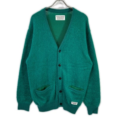 ワコマリア グリーン ウール混 MOHAIR KNIT CARDIGAN/モヘアニットカーディガン L