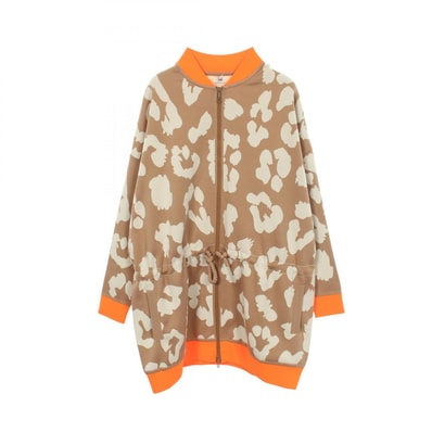 エルメス HERMES JUNGLE LOVE ツイルレーヌ ジップアップ 衣料品 アウター シルク ポリエステル シルク ベージュ レディース ベージュ系 / オレンジ系 【中古】
