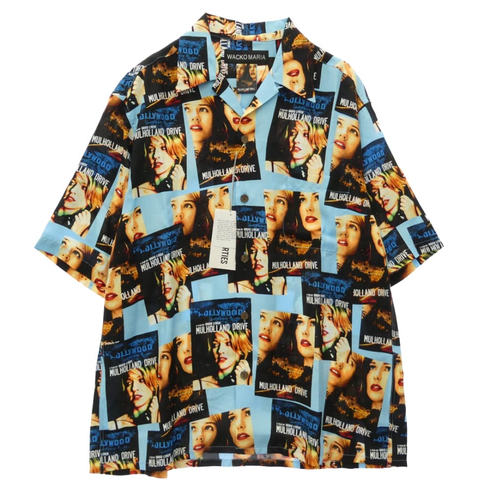 WACKO MARIA ワコマリア 26SS MD-WM-HI01 MULHOLLAND DRIVE S/S HAWAIIAN SHIRT TYPE-1 開襟 オープンカラー 半袖 シャツ Mサイズ ライトブルー系 M【新古品】【未使用】【中古】