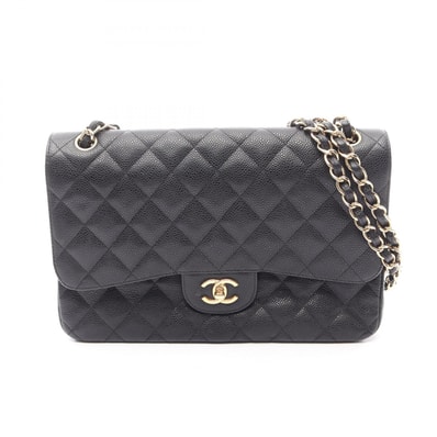 シャネル CHANEL デカマトラッセ30 クラシック ラージ Wフラップ ショルダーバッグ バッグ キャビアスキン(グレインドカーフ) レディース ブラック系 A58600 【中古】